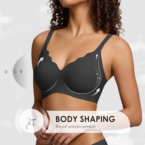 Seamless Wireless Bra for Women with Support - No Underwire Full Coverage Push Up Bras