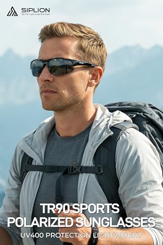 SIPLION Polarized Sunglasses Men Sports: UV400 Protection Anti-Slip Wrap-Around TR90 Frame for Driving Fishing Golf Running