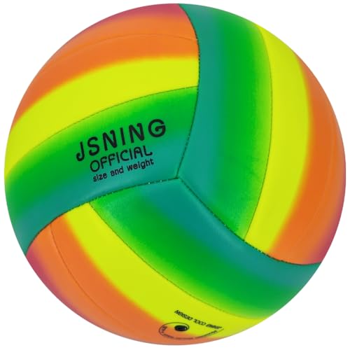 JSNING Rainbow Volleyball,Volley lite for Outdoor Indoor Beach Game,Soft Touch,Official Size 5,Cute Cool Design