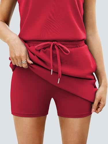 Casly Lamiit 2 Piece Skirt Sets for Women Summer Half Zip Travel Outfits Cap Sleeve Lapel Tops Matching Tennis Skirt