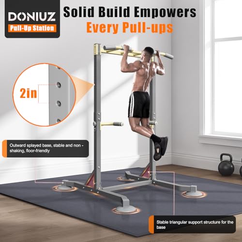 DONIUZ Multi-function Pull Up Station, Portable Workout Equipment with Pull Up Bar and Dip Station for Home Gym, Support 6...