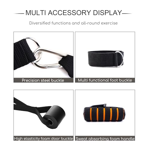 Resistance Bands Set with Door Anchor Training System, 5 Colors Stackable up to 150LBS, Includes 5-Angle Door Training Too...