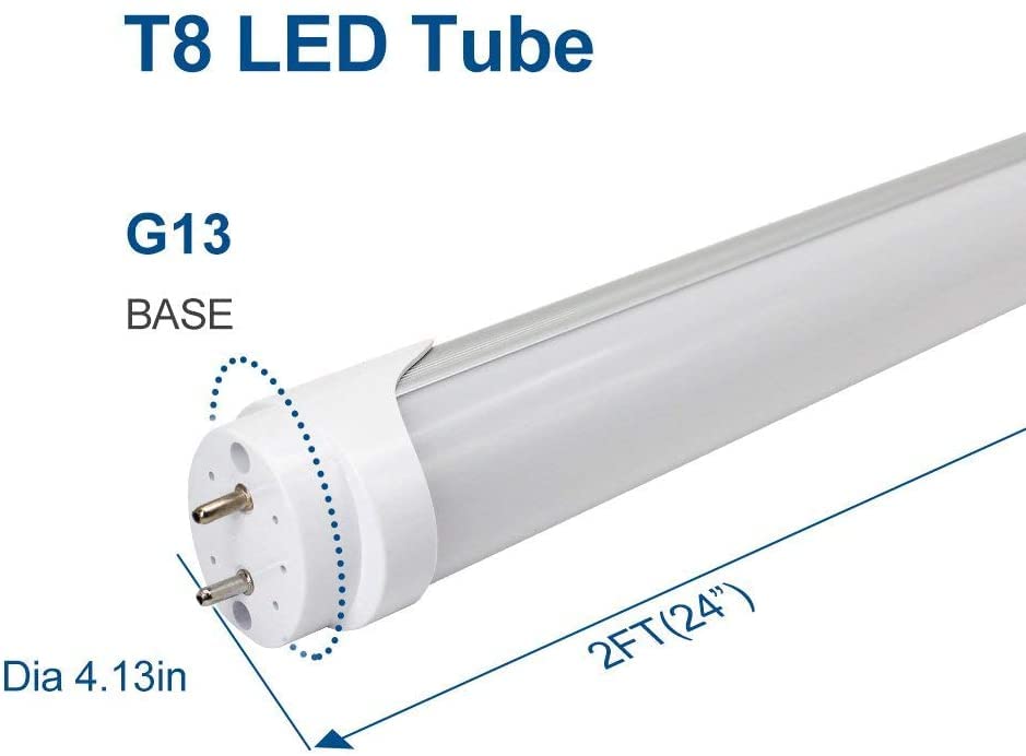 Lightingwill Led T8 Light Tube 2Ft  Warm White 3000K-3500K  Dual-End Powered Ballast Bypass  1000Lumens 10W 4W Fluorescent Equivalent  Frosted Cover  Ac85-265V Lighting Tube Fixtures  1 Pack
