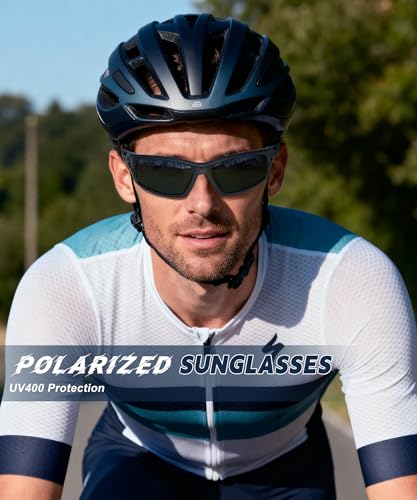 QALLY Polarized-Sunglasses-Men Sports Mens-Sunglasses: Sun-Glasses with UV Protection for Fishing Driving Running Cycling