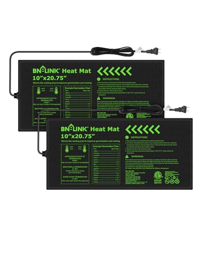 BN-LINK Durable Seedling Heat Mat for Seed Starting 10" x 20.75", 2 Pack Waterproof Warming Mat Plant Heating Pad for Seed...
