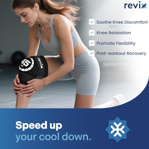 REVIX Knee Ice Pack Wrap, 45-Minute Long-Lasting Ice Pack for Knees with Ice Grid Gel Design, Reusable Gel Ice Wrap, Cold ...