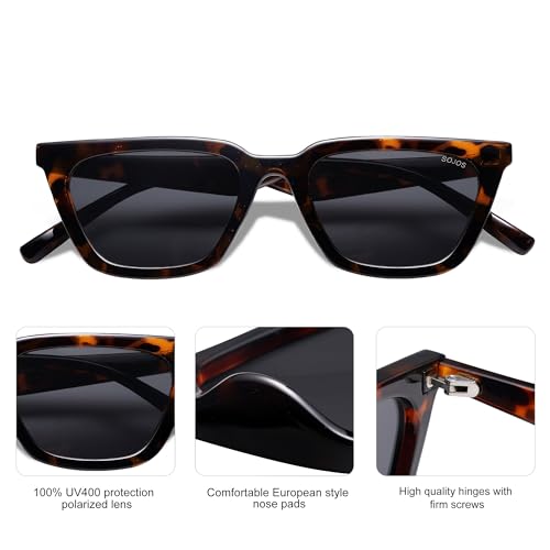 SOJOS Polarized Narrow Square Cateye Sunglasses for Women Retro Trendy Driving Glasses SJ2169