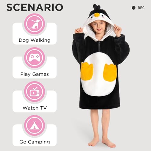 OLAOLA Wearable Blanket Hoodie for Adults - Oversized Animal Hooded Blanket - Soft Warm Cozy Sherpa Fleece Sweatshirt