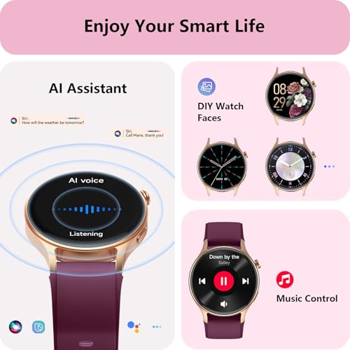 Smart Watch for Women, Answer/Makr Call, 1.32'' AMOLED Ultra-Clear Screen Fitness Trackers with Heart Rate/Sleep/SpO2 Moni...