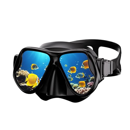 Scuba Mask, Diving Mask with Anti-Fog HD Tempered Glass Diving Goggles Nose Cover, Snorkel Mask for Adults Diving Snorkeli...