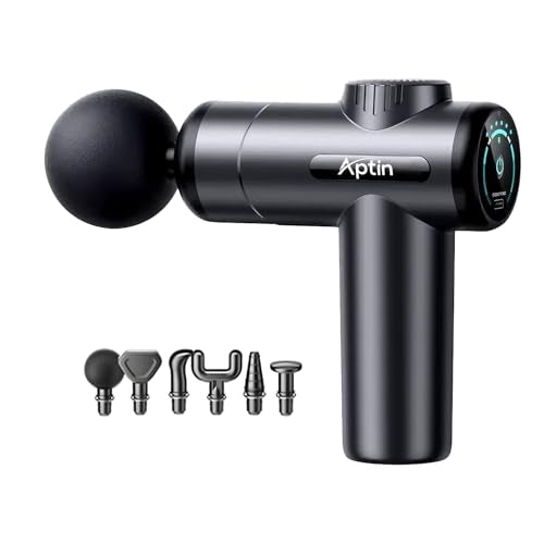 Aptin Portable Deep Tissue Muscle Massage Gun – 99-Speed Handheld Percussion Massager with LCD Display, Quiet Motor, 6 Hea...