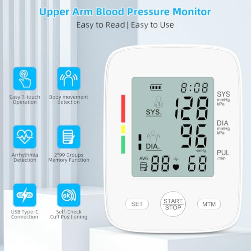 AILE Blood Pressure Monitor, Upper Arm Blood Pressure Machine, Automatic Blood Pressure Monitors for Home Use BP Monitors ...