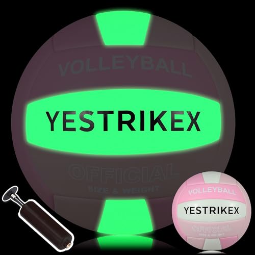 YeStrikeX Official Size 5 Glow in The Dark Volleyball, Fluorescent Light Night Volleyball Soft Indoor Outdoor Volleyball G...