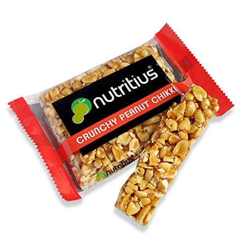 Nutritius Crunch Peanut Chikki 100g (Pack of 12) + FREE 1 Surprise Chikki (26g) | Gajak | Made with Jaggery | No Glucose Syrup | No Preservatives | Gluten Free | Indian Sweets | Gajak