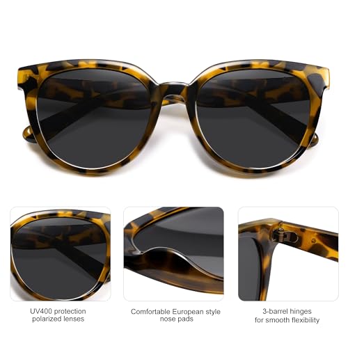 SOJOS Trendy Cat Eye Round Polarized Sunglasses for Women Fashion UV Protection Sunnies Sunglasses SJ2175