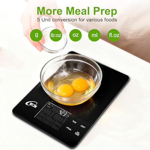 KOK Smart Food Scale with 30 Nutritional Calculator, Coffee Timer Function APP, Track Calorie, Macro, Carb for Weight Loss...