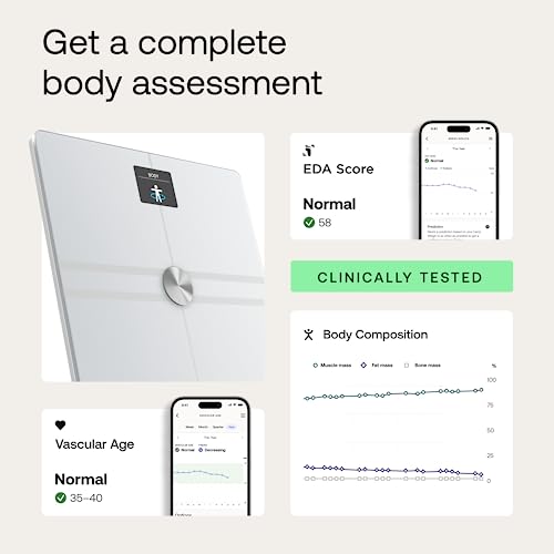 WITHINGS Body Comp WLAN Smart Scales with Full Body Analysis Including Fat Content, Muscle Mass, Bone Density, Visceral Fa...