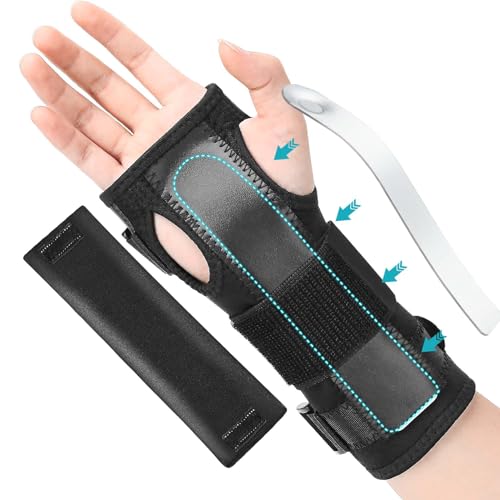 PKSTONE Wrist Splint for Carpal-Tunnel Syndrome, Adjustable Compression Wrist Brace for Right and Left Hand, Pain Relief f...