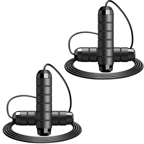 Jump Rope,Tangle-Free Rapid Speed Jump Rope with Ball Bearings for Men,Women and Kids,Adjustable Steel Skipping Rope with ...