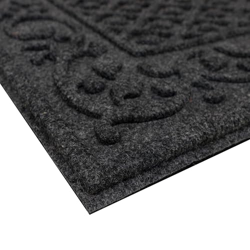 Mohawk Home Garden Vine Impressions Casual Floral; Geometric Gray 2' X 3' Door Mat Perfect for Porch, Garage