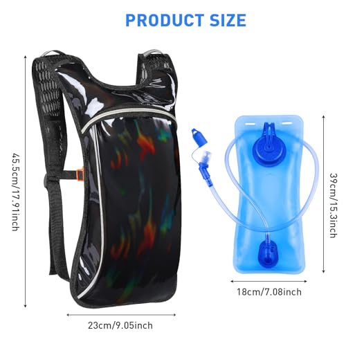 Rave Hydration Pack, Hydration Backpack with 2L Hydration Bladder, Festival Essential Water Backpack for Hiking, Running, ...