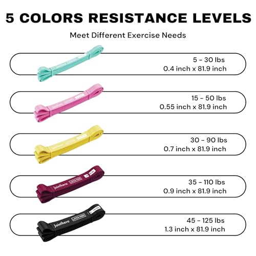 JOINTHERA Premium Latex Free Resistance Bands for Working Out - Set of 5 + Carrying Bag | Non Latex Pull Up Loop Workout B...