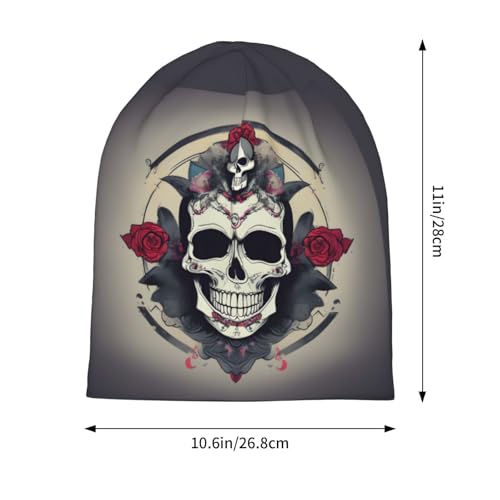 YANYU Skull Yoga Print Soft Beanie Hat for Men Women Warm Fashion Cap for Jogging Cycling Gift Outdoor Use Black