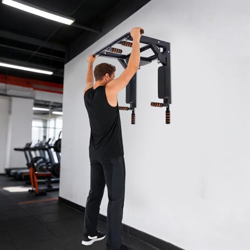 Wall Mounted Pull Up Bar, Multifunctional Dip Station for Indoor, Strength Training Pull-Up Bars Training Equipment Fitnes...