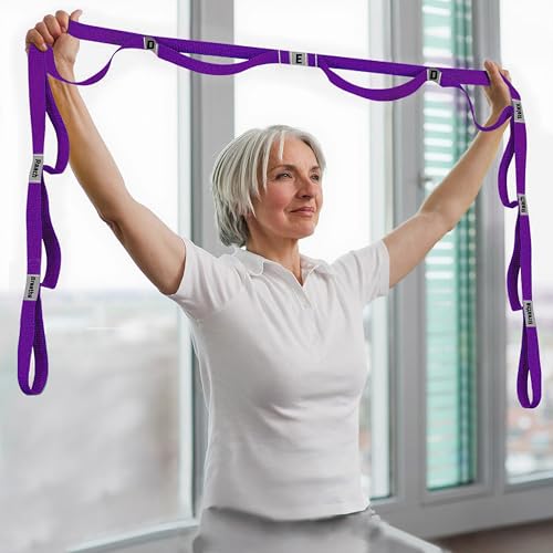 LXLOVESM Stretching Strap Yoga Strap with 10 Loops, Non-Elastic Stretch Band for Physical Therapy, Flexibility, Exercise, ...