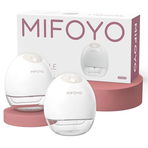MIFOYO Hands Free Breast Pump, Wearable Electric Breastfeeding Pump with 4 Modes & 9 Suction Levels, LED Display & Recharg...