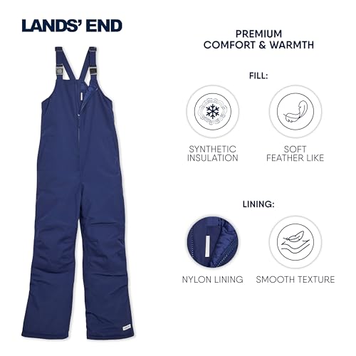 Lands' End Unisex Kids Squall Waterproof Adjustable Insulated Iron Knee Snow Bib Overalls