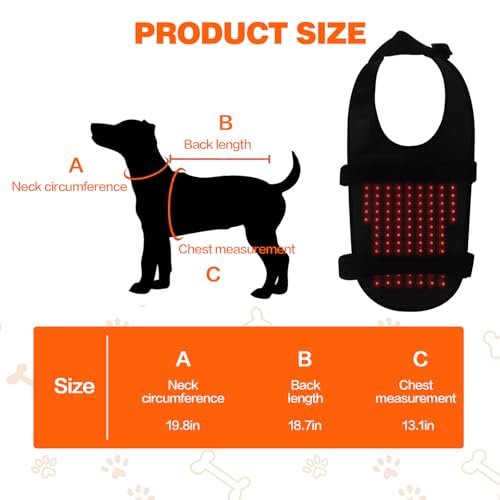 Red Light Ther/apy Back Belt for Dogs and Cats, Wireless Wearable Design with 3 Light Modes and 15-Min Auto Shutoff for Pe...