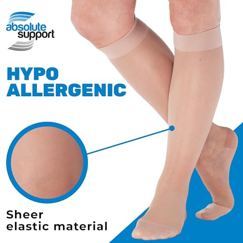 ABSOLUTE SUPPORT - Compression Stockings for Women 20-30mmHg - Sheer Graduated Support Knee High for Varicose Veins Circul...
