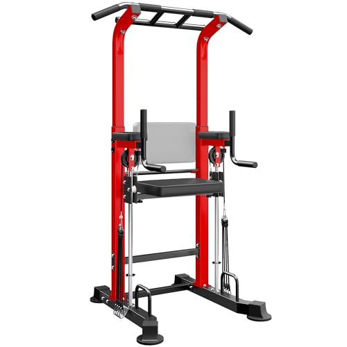 SogesPower Power Tower Dip Station Pull Up Bar for Home Gym Multi-Function Adjustable Height Strength Training Workout Equ...