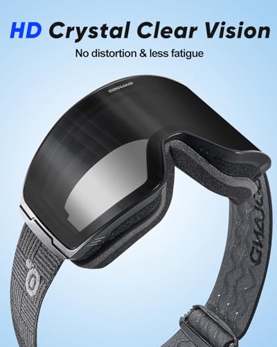 Odoland Photochromic Ski Goggles for Men Women Adult, Snow Snowboard Goggles with Pattern Strap for All Day Skiing Sports