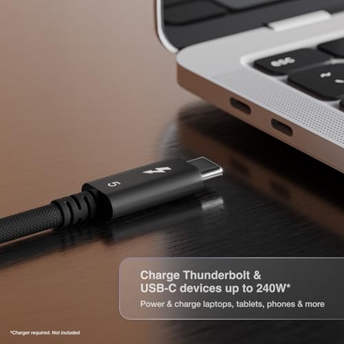CalDigit Thunderbolt 5 Pro Active Braided Cable - 120Gbps 240W Power Delivery, Compatible with Thunderbolt 3, 4, USB4 Type...