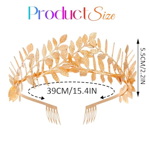 Unicra Gold Leaf Crown Tiaras Leaves Bridal Wedding Headband Festival Hair Accessories for Women and Brides (Gold, Free Size)