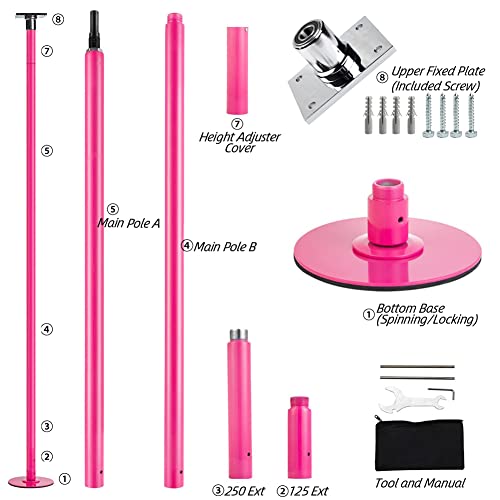 PRIORMAN Height Adjustable Permanent Dance Pole with Fixed Plate Enhanced Safety and Stability for Home Dancing