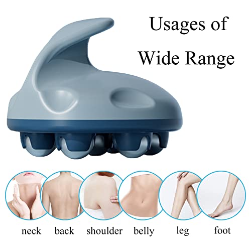 WMM Hand Held Massager, Full Body Massage Tool with Roller Ball Massager Manual 360-degree-roller for Muscle Back Neck Joi...