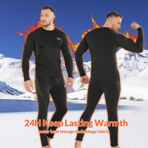 MEETYOO Thermal Underwear for Men Long Johns Fleece Lined Hunting Gear Bottom Top Set Base Layer Cold Weather