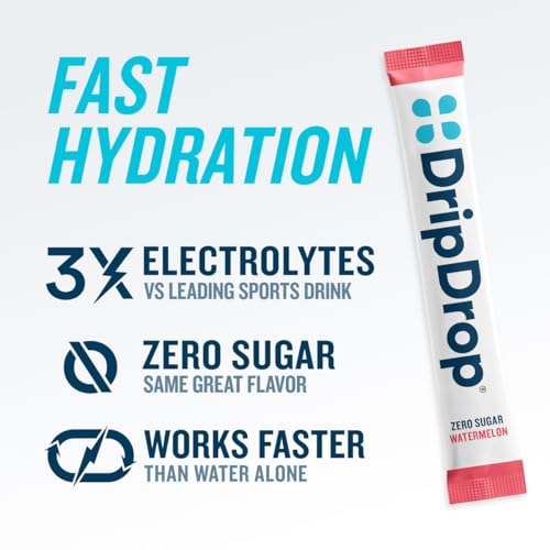 DripDrop Sugar Free Hydration Packets - Zero Classic Variety Pack - Single Serve Electrolytes Powder Drink Mix - Lemon Lim...