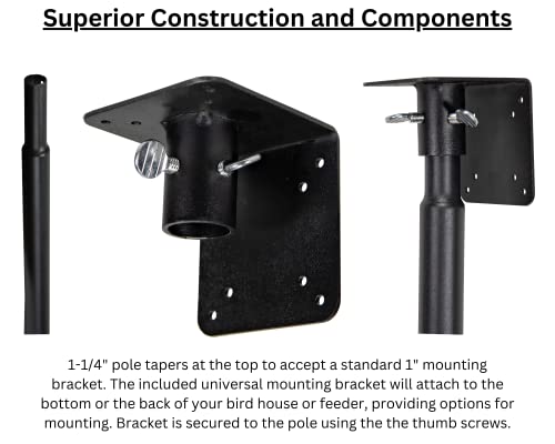 Universal Mounting Pole Kit – Heavy-Duty Rust-Resistant Bird House & Feeder Post with Versatile Mounting Flange, Threaded ...