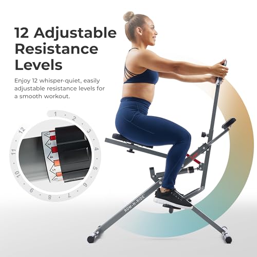 Sunny Health & Fitness Row-N-Ride PRO, Full Body Combo Squat Machine w/Optional Resistance Band, Easy Setup Ab Workout Exe...