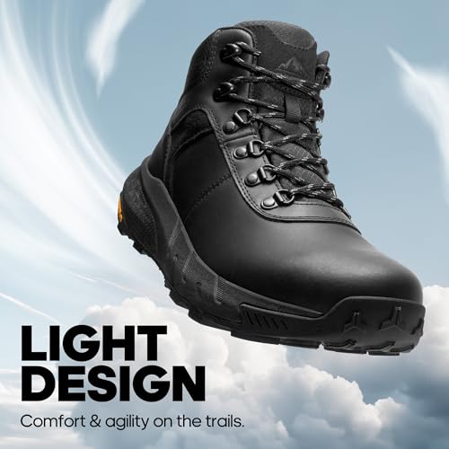 NORTIV 8 Men's Waterproof Hiking Boots Lightweight Outdoor Mid Trekking Leather Shoes DriftShield