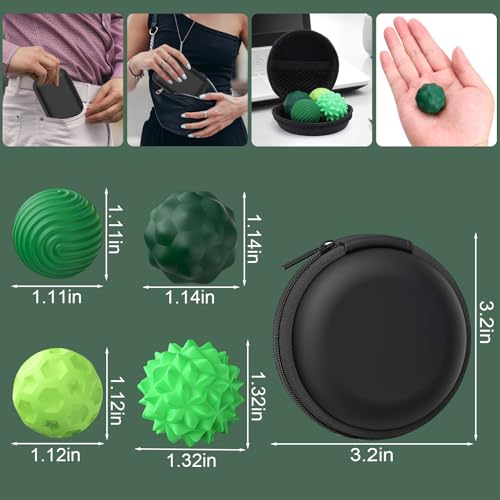 BUSOHA Silicone Fidget Balls - 4 Pack Silicone Stress Relief Balls Stone for Adults Sensory Travel Toys for Calming,Stres...