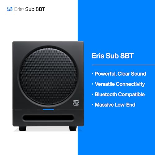 PreSonus Eris Sub 8BT — 8" Inch Powered Subwoofer, Powered Sub, Active Subwoofer, Wireless, Bluetooth, Home Audio, Bass Sp...