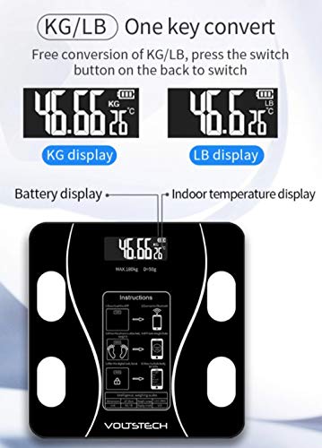 Voltstech Smart Scale for Body Weight, Digital Bathroom Scale with BMI, Muscle Mass, Bluetooth Body Fat Scale, Body Compos...