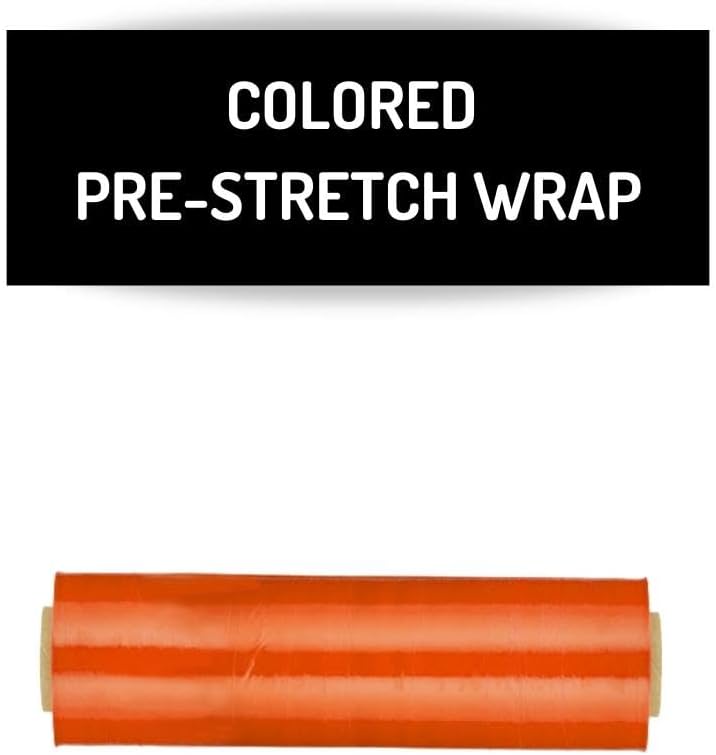 PSBM Orange Stretch Wrap, 15 Inch x 1476 Feet, 144 Pack, Tinted Pre-Stretched Shrink Wrap Film for Moving, Packaging, Pallet Wrapping
