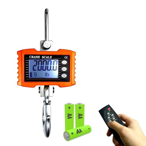YATOINTO 2200lb Digital Crane Scale High Precision Heavy Duty Industrial Hanging Scale with Remote Control Aluminum Case C...