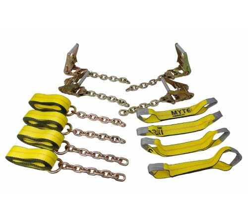 Mytee Products Roll Back Tie Down System Chain Ends 8 Point Tie Down Kit for Car Hauler Carrier Tow Truck - 14ft